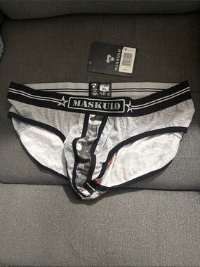 Maskulo Gray Briefs with Black Trim - XL